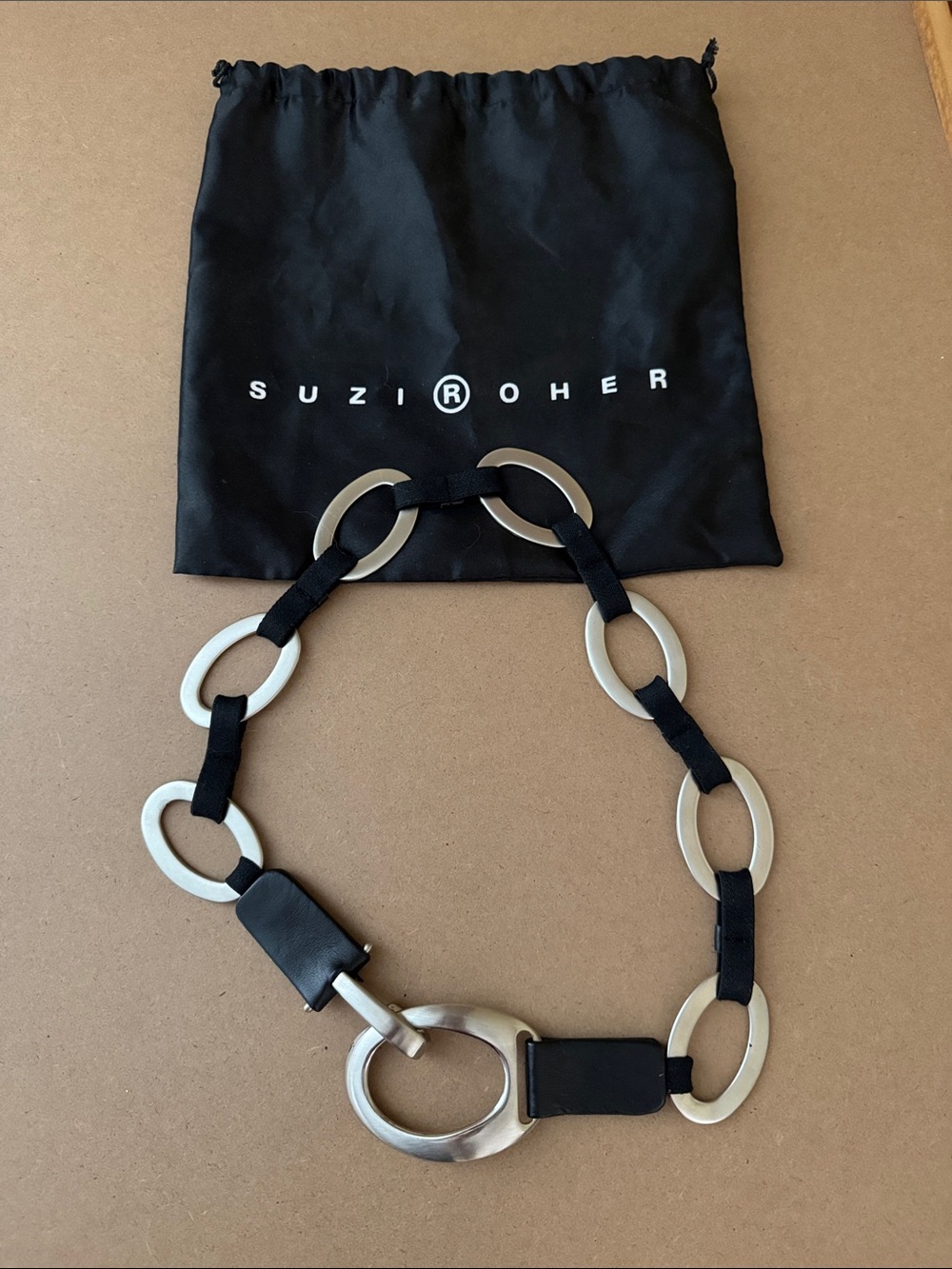 Suzi Roher Black and Silver Link Belt